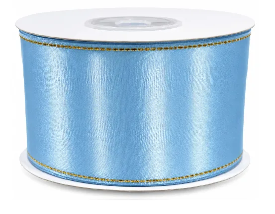 CINTA TELA BORDE DORADO 40 MM*30 AZUL CLARO