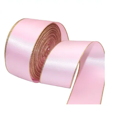 CINTA TELA BORDE DORADO 40 MM*30 PALO ROSA