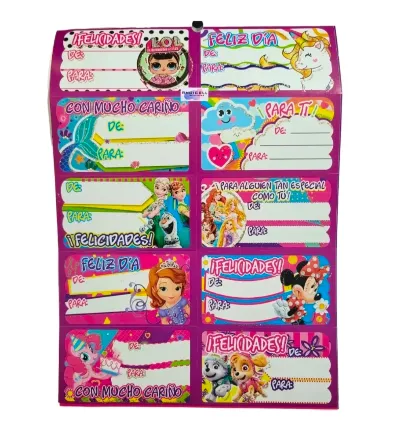 TARJETA ADHESIVA DE-PARA x 108