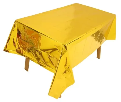 MANTEL PLASTICO METALIZADO DORADO