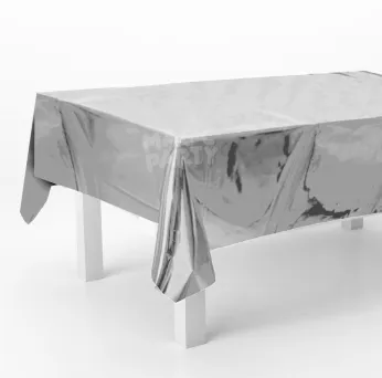 MANTEL PLASTICO METALIZADO PLATEADO