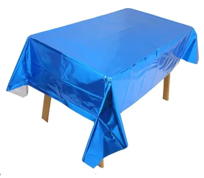 MANTEL PLASTICO METALIZADO AZUL