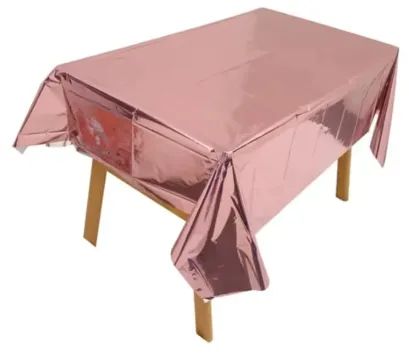 MANTEL PLASTICO METALIZADO ORO ROSA